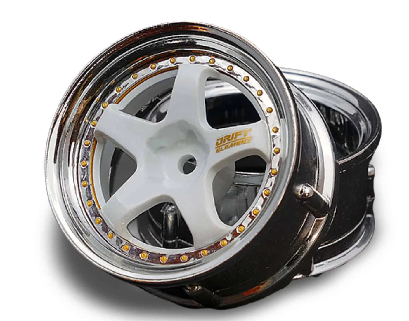 DS Racing 5 Spoke White /Chrome Lip/Gold Rivets 3 DS Racing 5 Spoke White /Chrome Lip/Gold Rivets