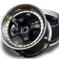 DS Racing 5 Spoke Black /Chrome Lip/Gold Rivets
