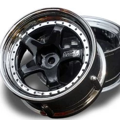 DS Racing 5 Spoke Black /Chrome Lip/Black Rivets