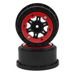 ProLine Split Six Bead-Loc Short Course Rear Wheels Black/Red 2 w/12mm Hex Slash Rear