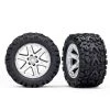 Traxxas Tires & wheels assembled glued 2.8 RXT satin chrome wheels Talon Extreme tires foam inserts 2WD electric rear