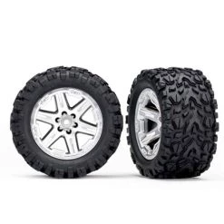 Traxxas Tires & wheels assembled glued 2.8 RXT satin chrome wheels Talon Extreme tires foam inserts 2WD electric rear