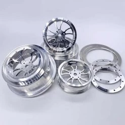 Reefs RC KURL Beadlock Aluminum 2.2/3.0" Drag Wheels 4pcs w Rings and Hardware