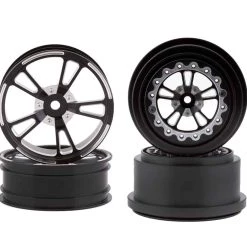 SSD V Spoke Aluminum Front and Rear 2.2 Drag Racing Wheels Black Set 4
