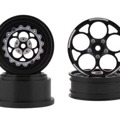 SSD 5 Hole Aluminum Front and Rear 2.2 Drag Racing Wheels Black Set 4