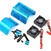 Yeah Racing 1/8 Twin Fan Aluminum Heat Sink w/2 Fans Blue 40.8mm diameter -TIRES & WHEELS And RC PARTS Sales yea ya 0261bu